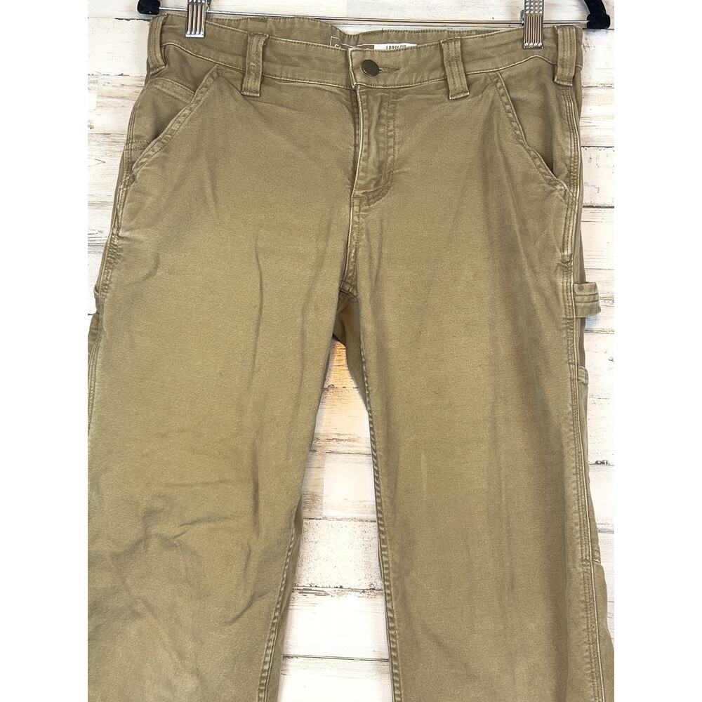 Carhartt 102080 Womens Loose Fit Canvas Carpenter Pants Beige Rugged 4 Short - Picture 2 of 11